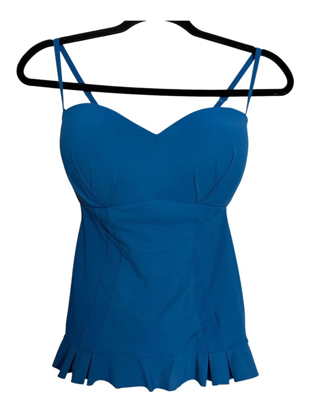 Profile by Gottex Tankini Top Ruffle Lapis Straps Bandeau Size 10